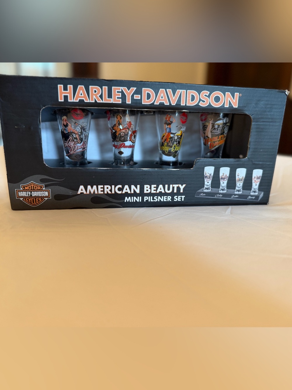 Harley-Davidson Mini Pilsner Glass Set - Black, Orange, White